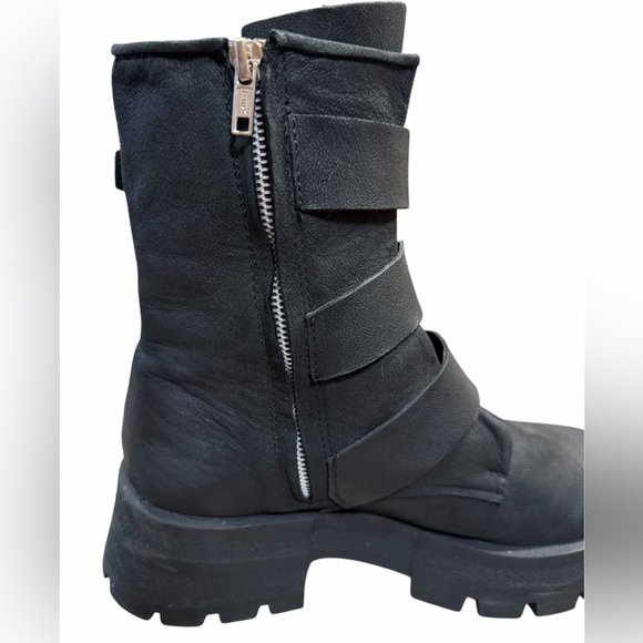 Steve Madden Roland Boots Combat Size 11 Black Side Zipper Triple Buckle Edgy - Picture 7 of 14